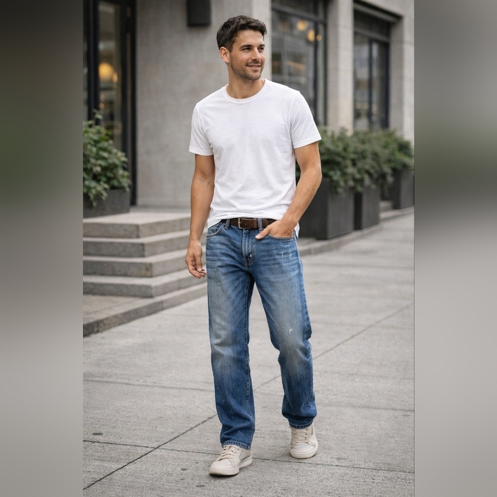 Men's Polo Ralph Lauren Classic Fit distressed Blue Straight Jeans 36 32 new